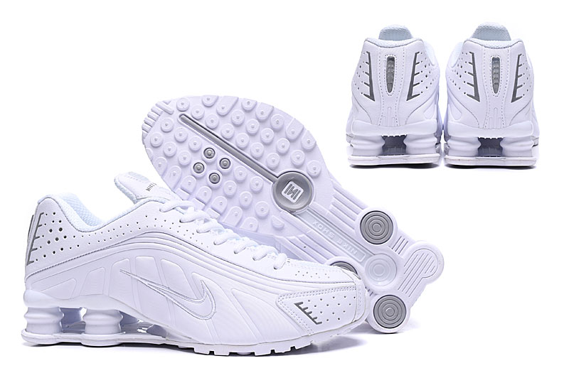 nike shox R4 shoes men-all white